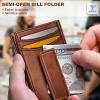 BULLIANT Men Airtag Wallet,Slim Wallet Money Clip Card Holder Magnetic Closure 12 Cards in Front Pocket RFID Blocking(Brick Brown7758)