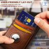BULLIANT Men Airtag Wallet,Slim Wallet Money Clip Card Holder Magnetic Closure 12 Cards in Front Pocket RFID Blocking(Brick Brown7758)