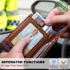 BULLIANT Men Airtag Wallet,Slim Wallet Money Clip Card Holder Magnetic Closure 12 Cards in Front Pocket RFID Blocking(Brick Brown8155)