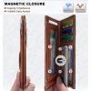 BULLIANT Men Airtag Wallet,Slim Wallet Money Clip Card Holder Magnetic Closure 12 Cards in Front Pocket RFID Blocking(Brick Brown8155)
