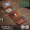 BULLIANT Men Airtag Wallet,Slim Wallet Money Clip Card Holder Magnetic Closure 12 Cards in Front Pocket RFID Blocking(Brick Brown8155)