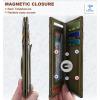 BULLIANT Men Airtag Wallet,Slim Wallet Money Clip Card Holder Magnetic Closure 12 Cards in Front Pocket RFID Blocking(Olive7801)