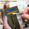 BULLIANT Men Airtag Wallet,Slim Wallet Money Clip Card Holder Magnetic Closure 12 Cards in Front Pocket RFID Blocking(Olive7801)