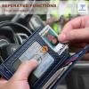 BULLIANT Men Airtag Wallet,Slim Wallet Money Clip Card Holder Magnetic Closure 12 Cards in Front Pocket RFID Blocking(Purplish Blue8154)
