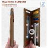 BULLIANT Men Airtag Wallet,Slim Wallet Money Clip Card Holder Magnetic Closure 12 Cards in Front Pocket RFID Blocking(Tiger Eye8156)