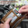 BULLIANT Men Airtag Wallet,Slim Wallet Money Clip Card Holder Magnetic Closure 12 Cards in Front Pocket RFID Blocking(Tiger Eye8156)