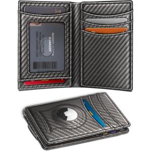 BULLIANT Men Airtag Wallet,Slim Wallet Money Clip Card Holder Magnetic Closure 12 Cards in Front Pocket RFID Blocking(Sacred Grey7800)