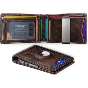 BULLIANT Men Airtag Wallet,Slim Wallet RFID Blocken for Gift Men 11Cards-Seamless Apple Airtag Compatible(Forest Brown7873)