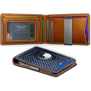BULLIANT Men Airtag Wallet,Slim Wallet RFID Blocken for Gift Men 11Cards-Seamless Apple Airtag Compatible(Purplish Blue7868)
