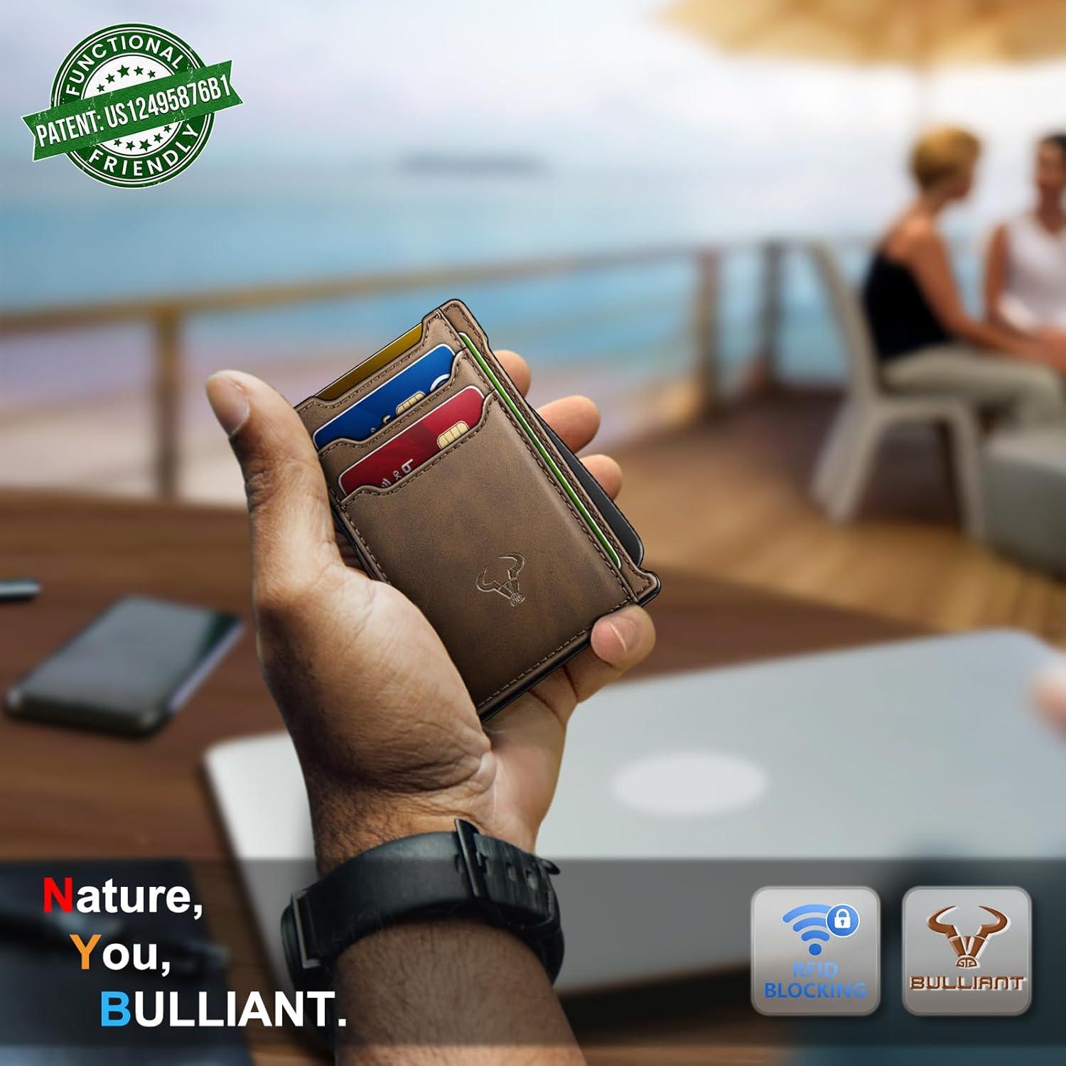 image:imageBULLIANT Men WalletSlim Money Clip Wallet Metal Card Case With Pop up Access 9 Cards RFID Blocking Pocket FitCoffee8143