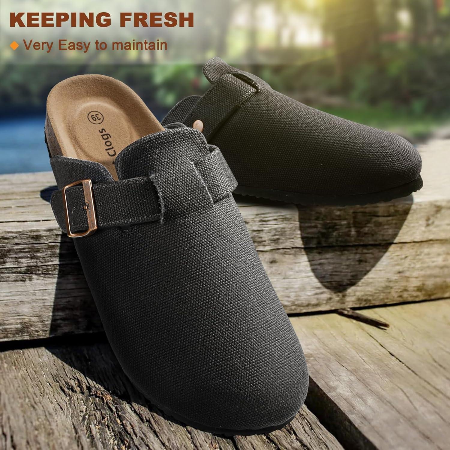 image:imageBULLIANT Women ClogsFleeceLined Suede Mules Slippers Nurse Shoes UnisexMemory Foam Arch Support CorkFootbedBlack4855