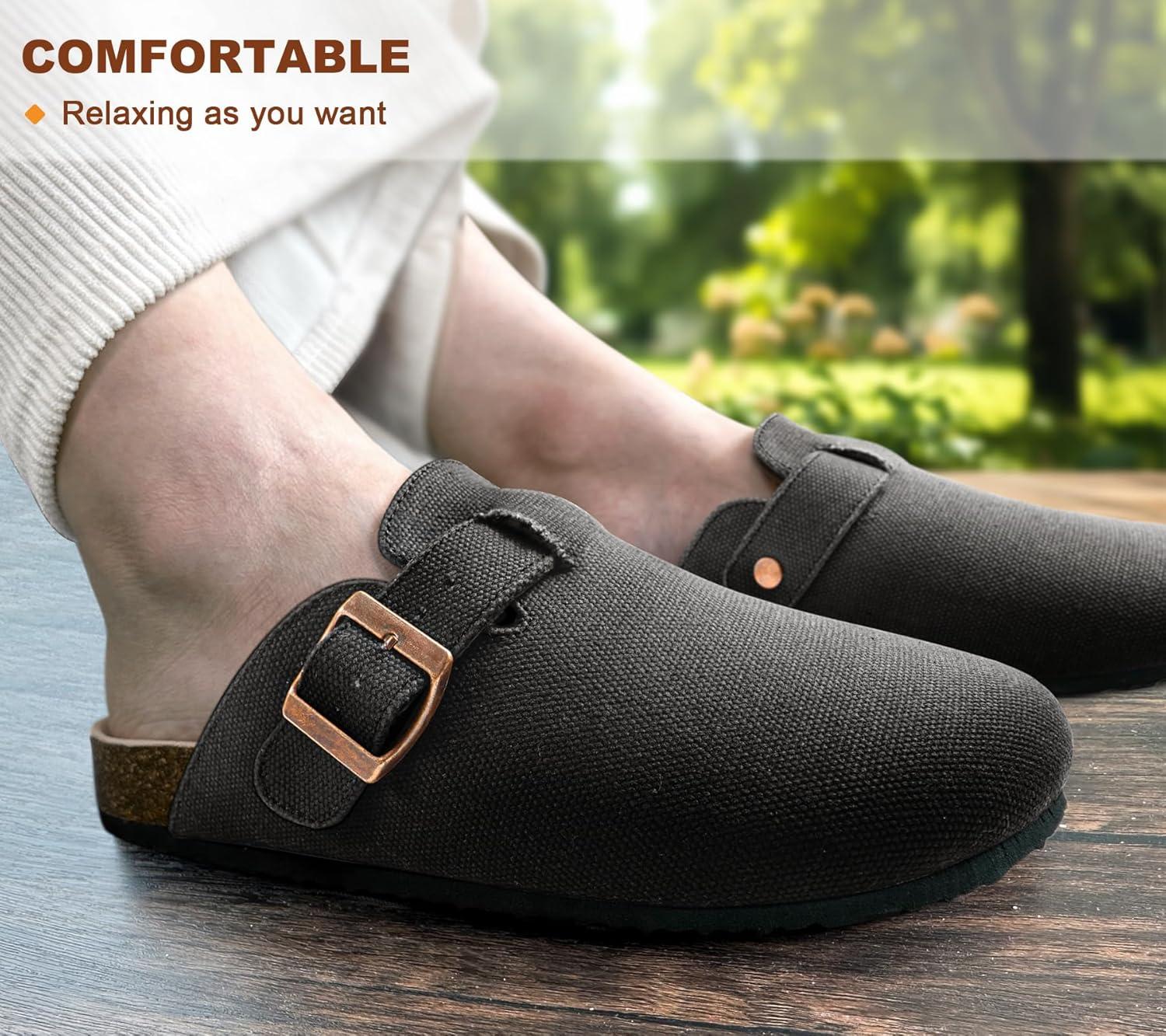 image:imageBULLIANT Women ClogsFleeceLined Suede Mules Slippers Nurse Shoes UnisexMemory Foam Arch Support CorkFootbedBlack4855