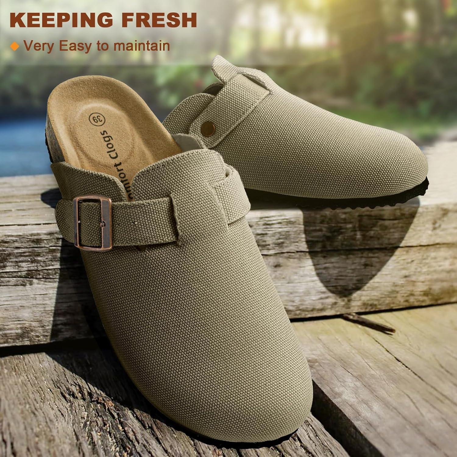 image:imageBULLIANT Women ClogsFleeceLined Suede Mules Slippers Nurse Shoes UnisexMemory Foam Arch Support CorkFootbedCamel4857