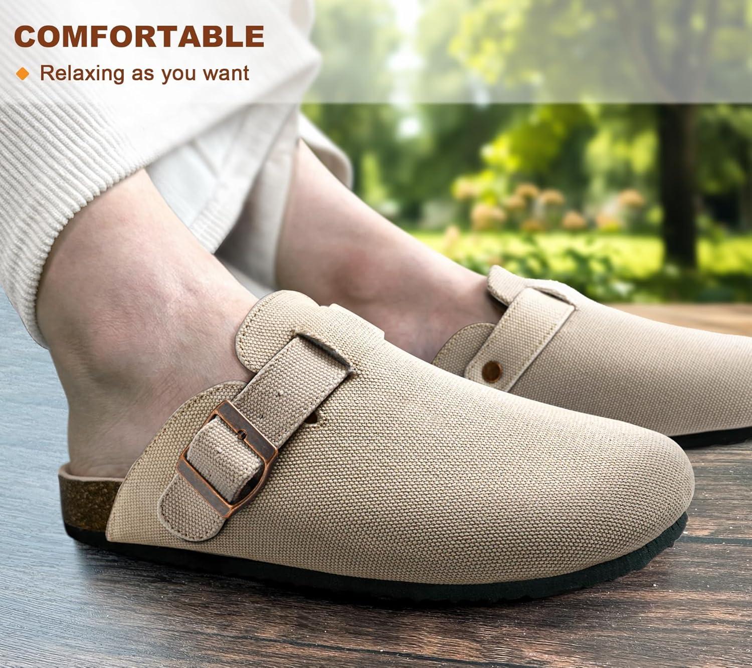 image:imageBULLIANT Women ClogsFleeceLined Suede Mules Slippers Nurse Shoes UnisexMemory Foam Arch Support CorkFootbedKhaki4856