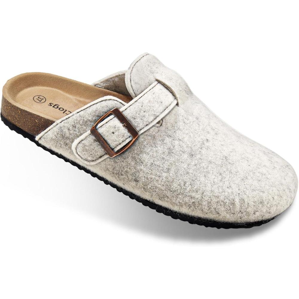image:imageBULLIANT Clogs Slippers Sandals Nurse Work Shoes Men WomenFleeceLined UpperMemory FOAD Cushioned CorkFootbedBeige3404