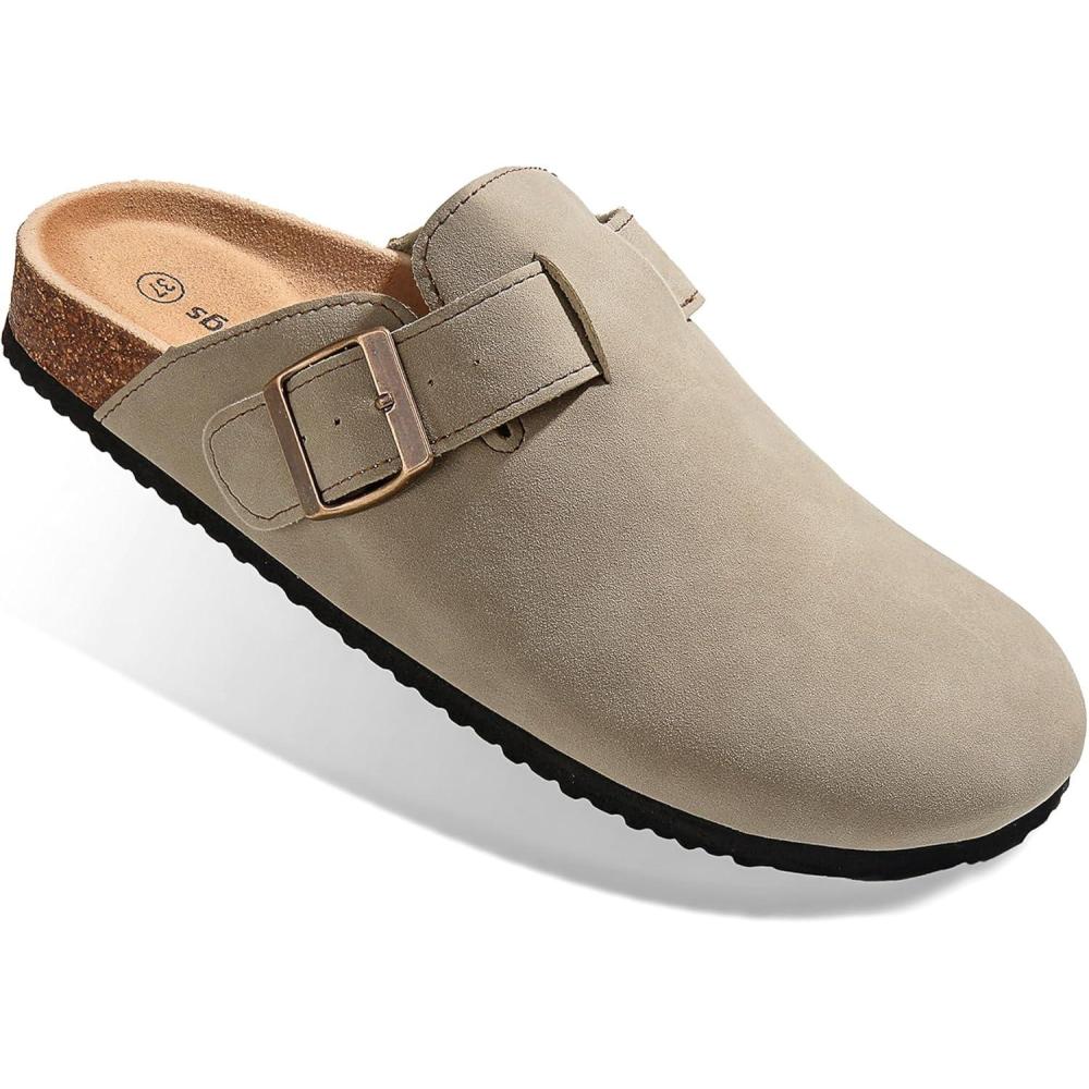 image:imageBULLIANT Clogs Slippers Sandals Nurse Work Shoes Men WomenFleeceLined UpperMemory FOAD Cushioned CorkFootbedCamel3401