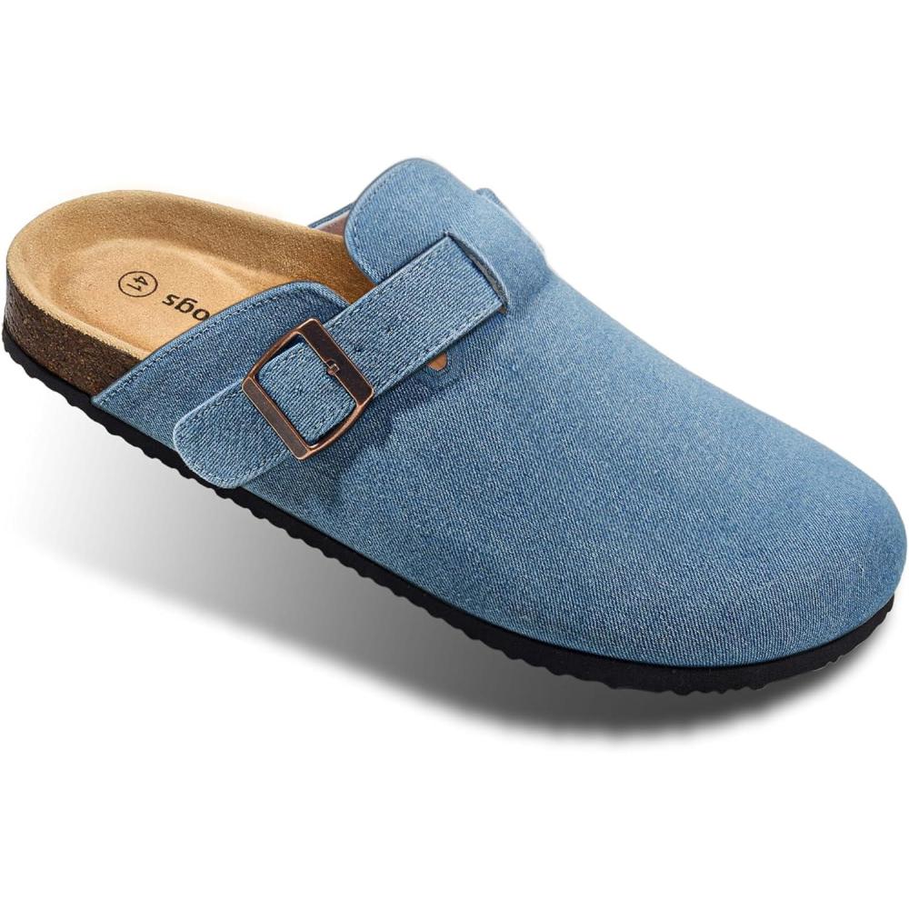 image:imageBULLIANT Clogs Slippers Sandals Nurse Work Shoes Men WomenFleeceLined UpperMemory FOAD Cushioned CorkFootbedPurplish Blue4166