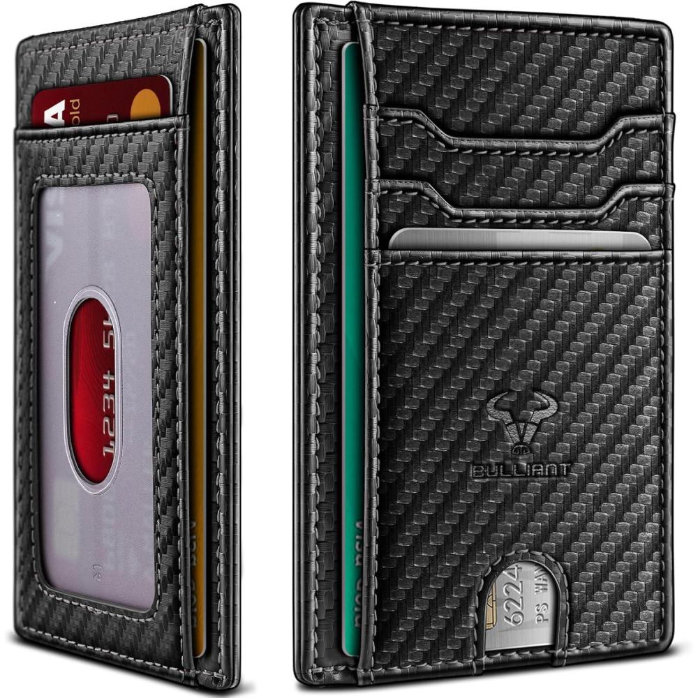 image:imageBULLIANT Men WalletSlim Leather Wallet Money Clip Card Hodler For Men Gift 8 Cards RFID BlockingBlack1302