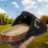 BULLIANT Clogs Mules Sandals Potato Shoes Men Women,Fleece-Lined Cow Suede Upper-Memory Foam Cushioned Cork-Footbed(Black6285)