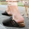 BULLIANT Clogs Mules Sandals Potato Shoes Men Women,Fleece-Lined Cow Suede Upper-Memory Foam Cushioned Cork-Footbed(Black8527)