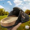 BULLIANT Clogs Mules Sandals Potato Shoes Men Women,Fleece-Lined Cow Suede Upper-Memory Foam Cushioned Cork-Footbed(Black8527)