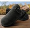 BULLIANT Clogs Mules Sandals Potato Shoes Men Women,Fleece-Lined Cow Suede Upper-Memory Foam Cushioned Cork-Footbed(Black8527)