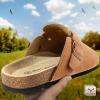 BULLIANT Clogs Mules Sandals Potato Shoes Men Women,Fleece-Lined Cow Suede Upper-Memory Foam Cushioned Cork-Footbed(Light Brown8528)