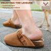 BULLIANT Clogs Mules Sandals Potato Shoes Men Women,Fleece-Lined Cow Suede Upper-Memory Foam Cushioned Cork-Footbed(Light Brown8528)