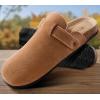 BULLIANT Clogs Mules Sandals Potato Shoes Men Women,Fleece-Lined Cow Suede Upper-Memory Foam Cushioned Cork-Footbed(Light Brown8528)