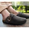 BULLIANT Clogs Slippers Sandals Nurse Work Shoes Men Women,Fleece-Lined Upper+Memory FOAD Cushioned Cork-Footbed(Black4348)