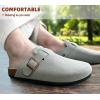 BULLIANT Clogs Slippers Sandals Nurse Work Shoes Men Women,Fleece-Lined Upper+Memory FOAD Cushioned Cork-Footbed(Cambridge Blue4167)