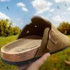 BULLIANT Clogs Slippers Sandals Nurse Work Shoes Men Women,Fleece-Lined Upper+Memory FOAD Cushioned Cork-Footbed(Tiger Eye3400)
