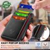 BULLIANT Men Wallet-Slim Money Clip Wallet Metal Card Case With Pop up Access 9 Cards RFID Blocking Pocket Fit(Black8141)
