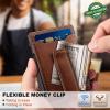 BULLIANT Men Wallet-Slim Money Clip Wallet Metal Card Case With Pop up Access 9 Cards RFID Blocking Pocket Fit(Brick Brown8142)