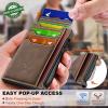 BULLIANT Men Wallet-Slim Money Clip Wallet Metal Card Case With Pop up Access 9 Cards RFID Blocking Pocket Fit(Coffee8143)