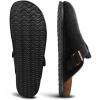 BULLIANT Women Clogs-Fleece-Lined Suede Mules Slippers Nurse Shoes Unisex-Memory Foam Arch Support Cork-Footbed(Black4168)