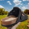 BULLIANT Women Clogs-Fleece-Lined Suede Mules Slippers Nurse Shoes Unisex-Memory Foam Arch Support Cork-Footbed(Black4855)
