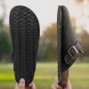BULLIANT Women Clogs-Fleece-Lined Suede Mules Slippers Nurse Shoes Unisex-Memory Foam Arch Support Cork-Footbed(Black6259)
