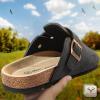 BULLIANT Women Clogs-Fleece-Lined Suede Mules Slippers Nurse Shoes Unisex-Memory Foam Arch Support Cork-Footbed(Black6531)