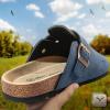 BULLIANT Women Clogs-Fleece-Lined Suede Mules Slippers Nurse Shoes Unisex-Memory Foam Arch Support Cork-Footbed(Cambridge Blue6532)