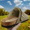 BULLIANT Women Clogs-Fleece-Lined Suede Mules Slippers Nurse Shoes Unisex-Memory Foam Arch Support Cork-Footbed(Camel4857)