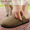 BULLIANT Women Clogs-Fleece-Lined Suede Mules Slippers Nurse Shoes Unisex-Memory Foam Arch Support Cork-Footbed(Camel7562)