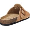 BULLIANT Women Clogs-Fleece-Lined Suede Mules Slippers Nurse Shoes Unisex-Memory Foam Arch Support Cork-Footbed(Light Brown4169)