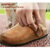 BULLIANT Women Clogs-Fleece-Lined Suede Mules Slippers Nurse Shoes Unisex-Memory Foam Arch Support Cork-Footbed(Light Brown4169)