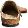 BULLIANT Women Clogs-Fleece-Lined Suede Mules Slippers Nurse Shoes Unisex-Memory Foam Arch Support Cork-Footbed(Light Brown4169)