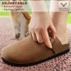 BULLIANT Women Clogs-Fleece-Lined Suede Mules Slippers Nurse Shoes Unisex-Memory Foam Arch Support Cork-Footbed(Light Brown7564)