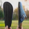 BULLIANT Women Clogs-Fleece-Lined Suede Mules Slippers Nurse Shoes Unisex-Memory Foam Arch Support Cork-Footbed(Purplish Blue6260)