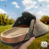 BULLIANT Women Clogs-Fleece-Lined Suede Mules Slippers Nurse Shoes Unisex-Memory Foam Arch Support Cork-Footbed(Taupe6533)