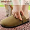 BULLIANT Women Clogs-Fleece-Lined Suede Mules Slippers Nurse Shoes Unisex-Memory Foam Arch Support Cork-Footbed(Tiger Eye7561)