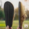BULLIANT Women Clogs-Fleece-Lined Suede Mules Slippers Nurse Shoes Unisex-Memory Foam Arch Support Cork-Footbed(Tiger Eye7561)